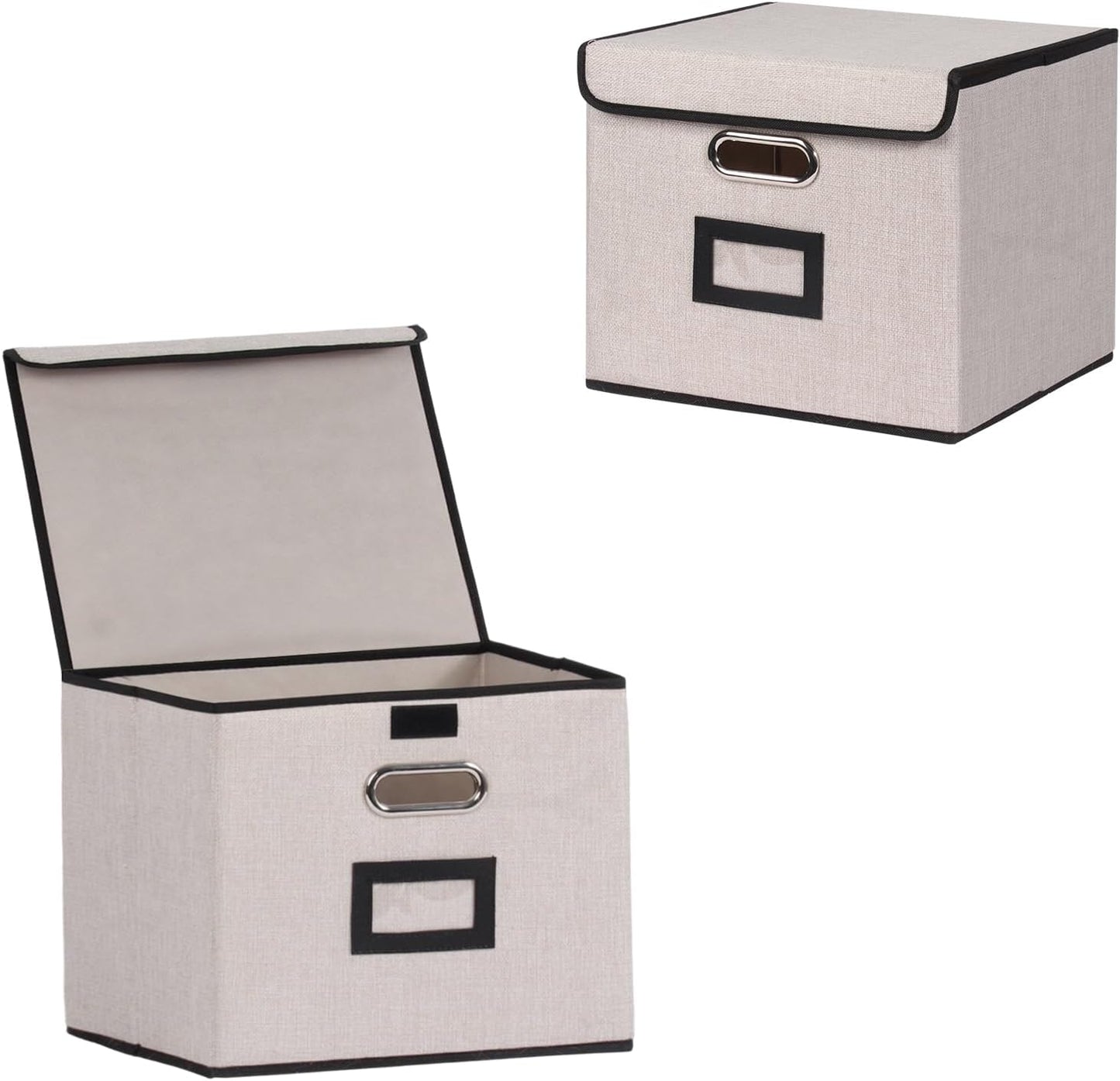 File Storage Box with Lid, 15.55x12.87x10.43 Inches, Foldable Organizer with Handles & Label Slot, for File Storage, Home, Office, and Closet Organization(Pink)