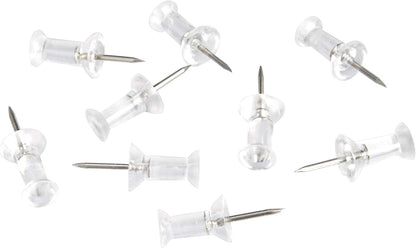 Amazon Basics Push Pins Tacks, Steel Point, Clear Plastic Head, for Cork Board, Bulletin Board, Maps, Photos, Posters, and Craft Projects, 200-Pack