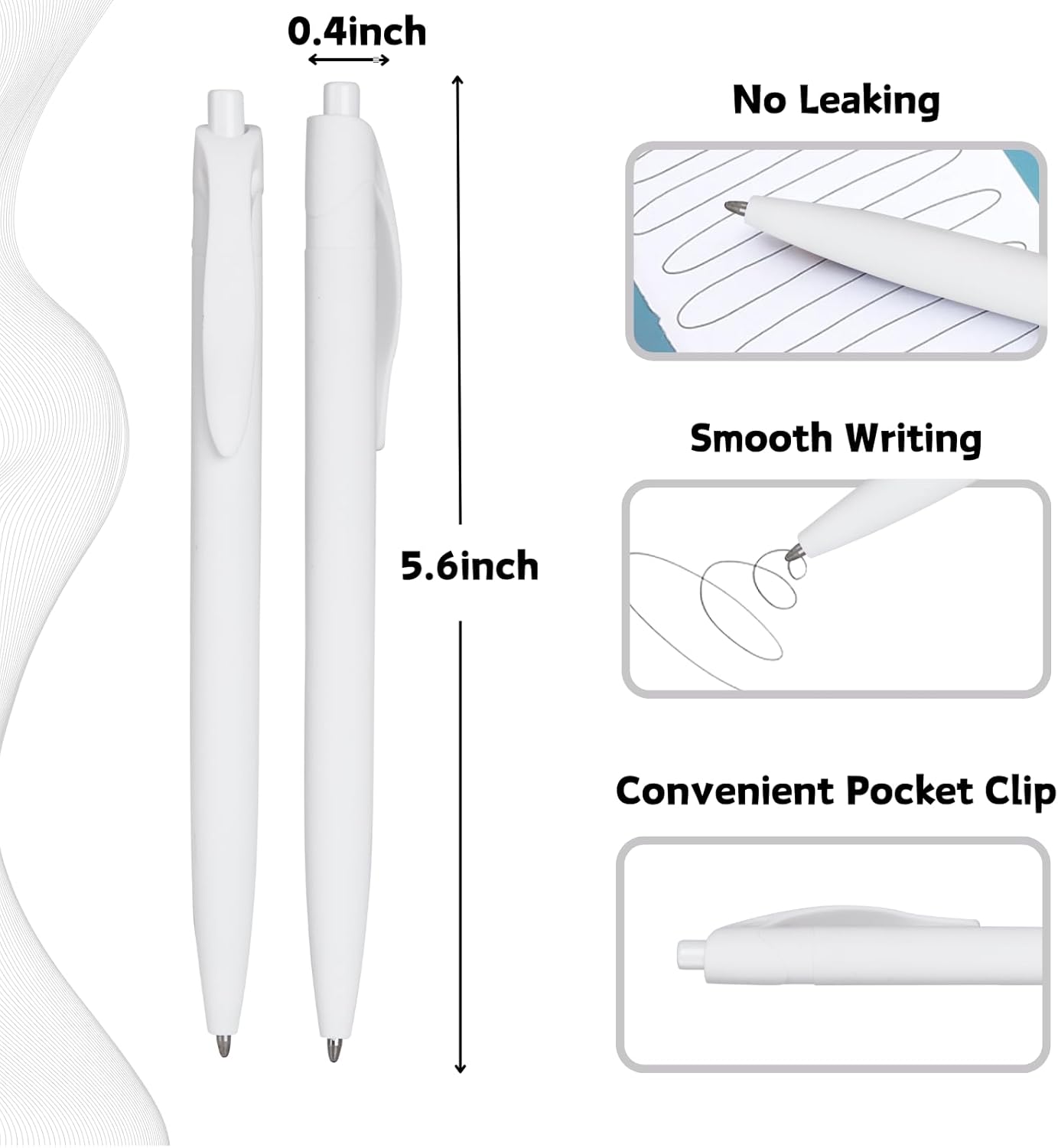 BallPoint Pens, 50 Pack (BLACK Ink),Bulk Pens, Black Barrel,Click Pens for Office Home and School, Retractable Ballpoint Pens, Medium Point, 1.00MM (Black)