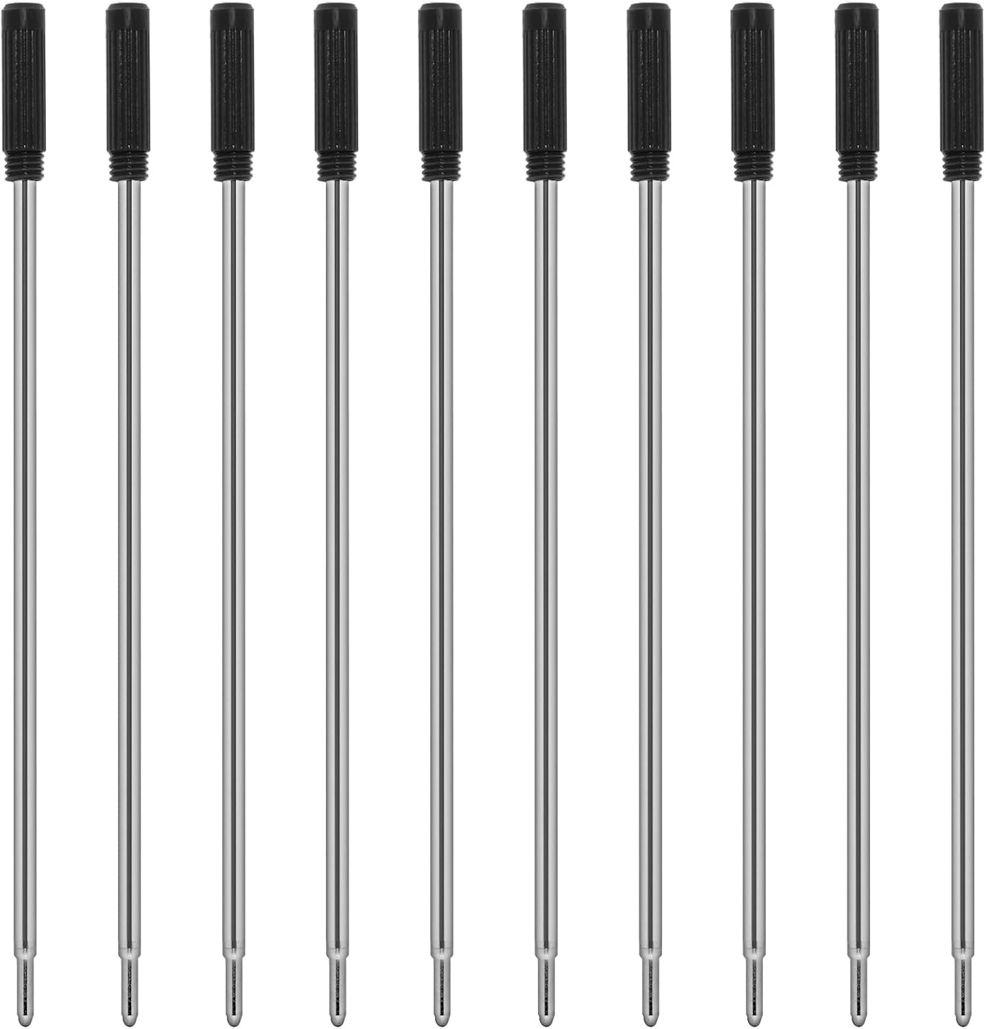 4.5'' Compatible Ballpoint Pen Refills 10 Pack, 1.0mm middle point nib delicate, smooth writing interchangeable ink filling (black)
