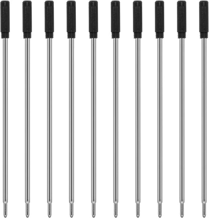 4.5'' Compatible Ballpoint Pen Refills 10 Pack, 1.0mm middle point nib delicate, smooth writing interchangeable ink filling (black)