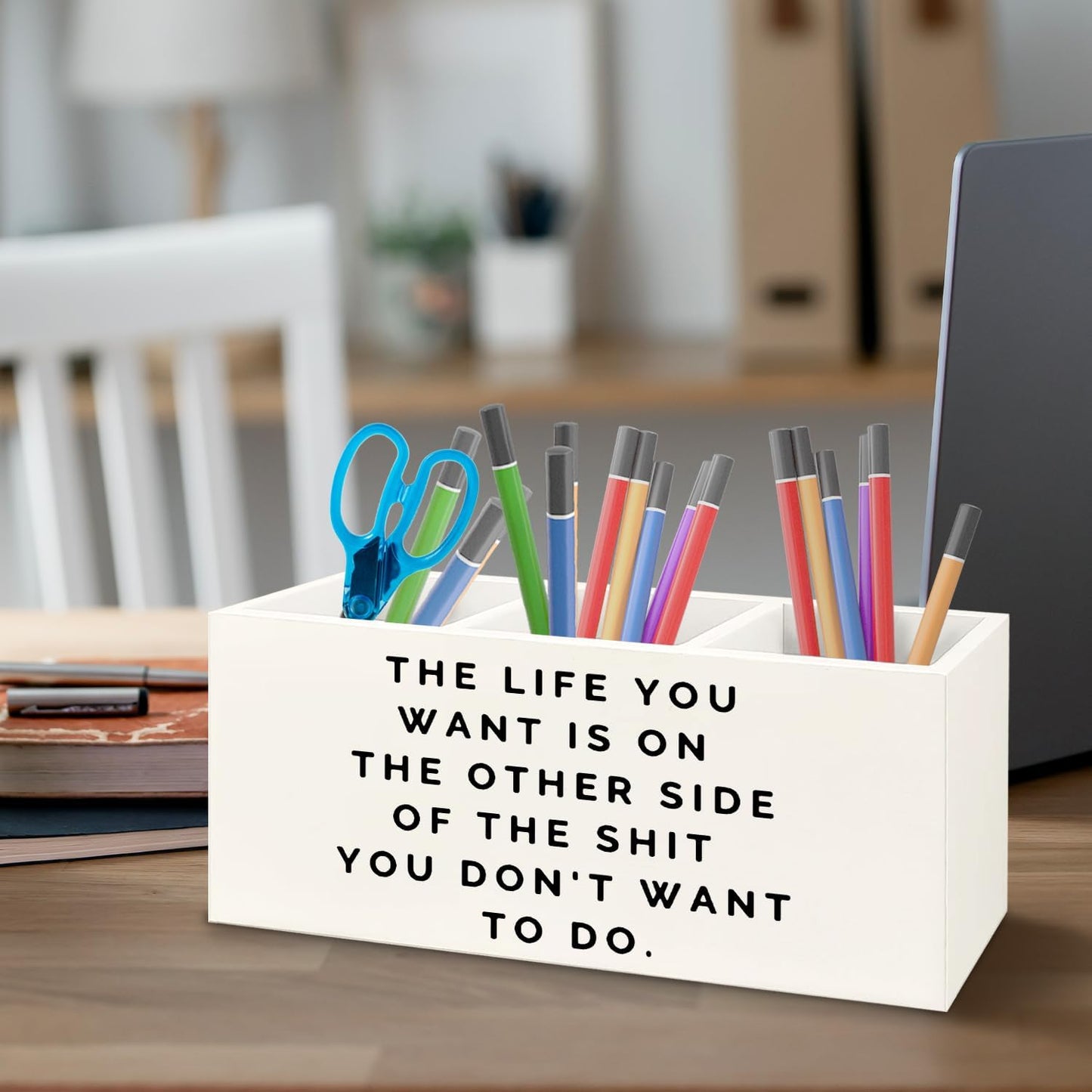 Teacher Appreciation Gifts, Boho Rainbow Teacher Wooden Pen Pencil Holder for Office Desk, Back to School Supplies Gifts for Teachers, It's a Good Day to Teach Tiny Humans