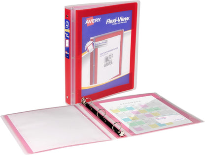 Avery Flexi-View 3 Ring Binder, 1 Inch Round Rings, 1 Red Binder (17606)