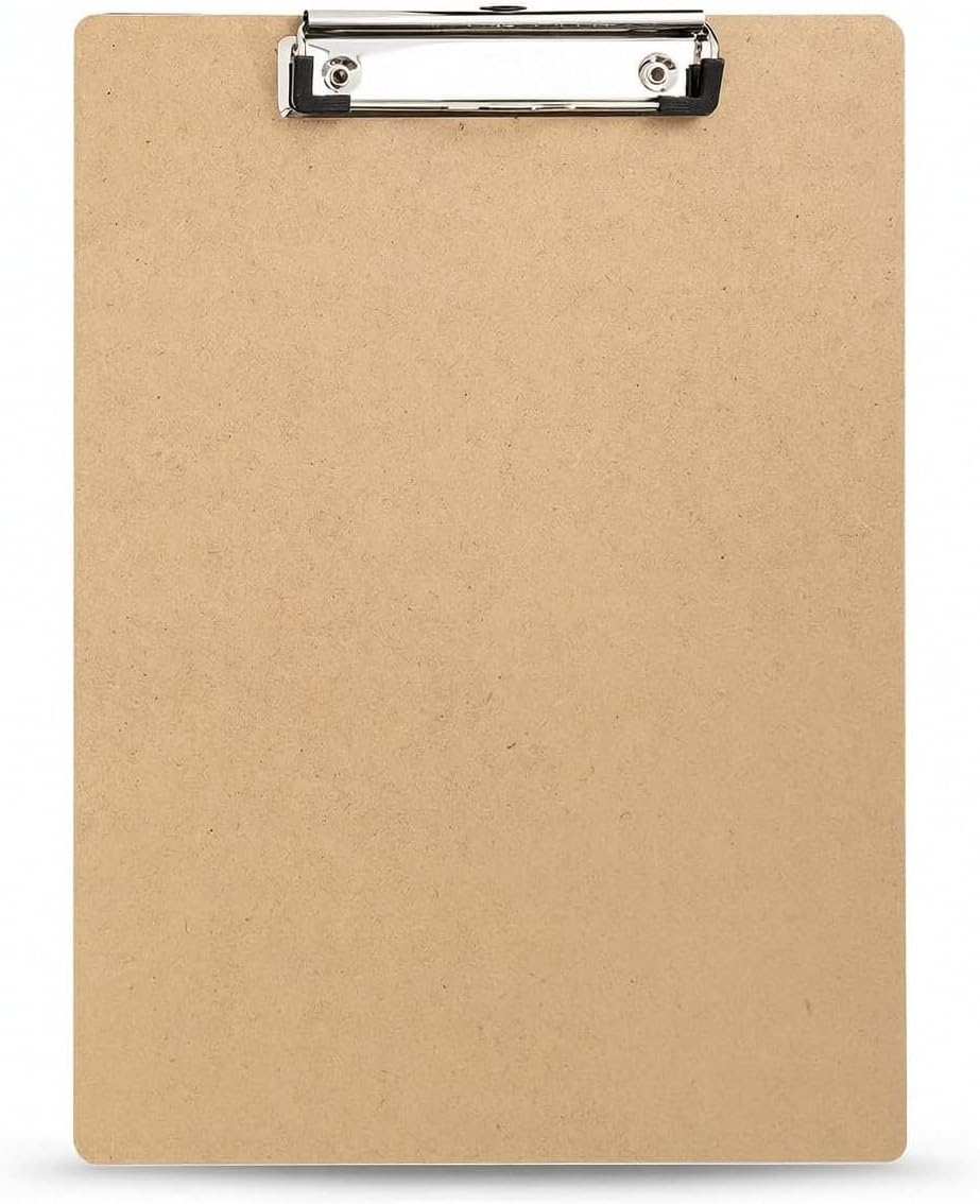 15 Pack Clipboard 9 x 12.5 Letter Size Clip Boards Bulk, A4 Wooden Hardboard Office Clipboards for Classroom, Work-Meetings, Brown