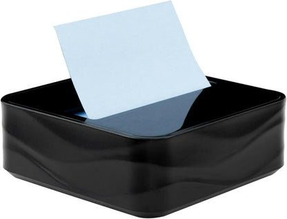 Post-it Note Dispenser, Sticky Note Holder, Black Wave Design, Includes 3 Pads of 90 Sheets of 3 in x 3 in Pop-Up Notes, Classroom or Office Supplies