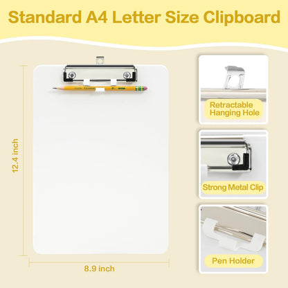 Deli Plastic Clipboard, Clipboards with Low Profile Clip, Standard A4 Letter Size Clipboard for Office, Nurses, Students, and Women, Size 12.4 ×9 Inch, Blue
