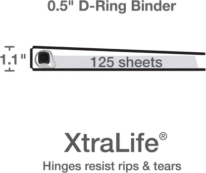 Oxford 3 Ring Binders, Binders for School and Office, 2 Inch ONE-Touch Easy Open D Rings, 3-Sided View Binder Covers, Xtralife Hinge, Non-Stick, PVC-Free, White, 530-Sheet Capacity, 4 Pack (79910)