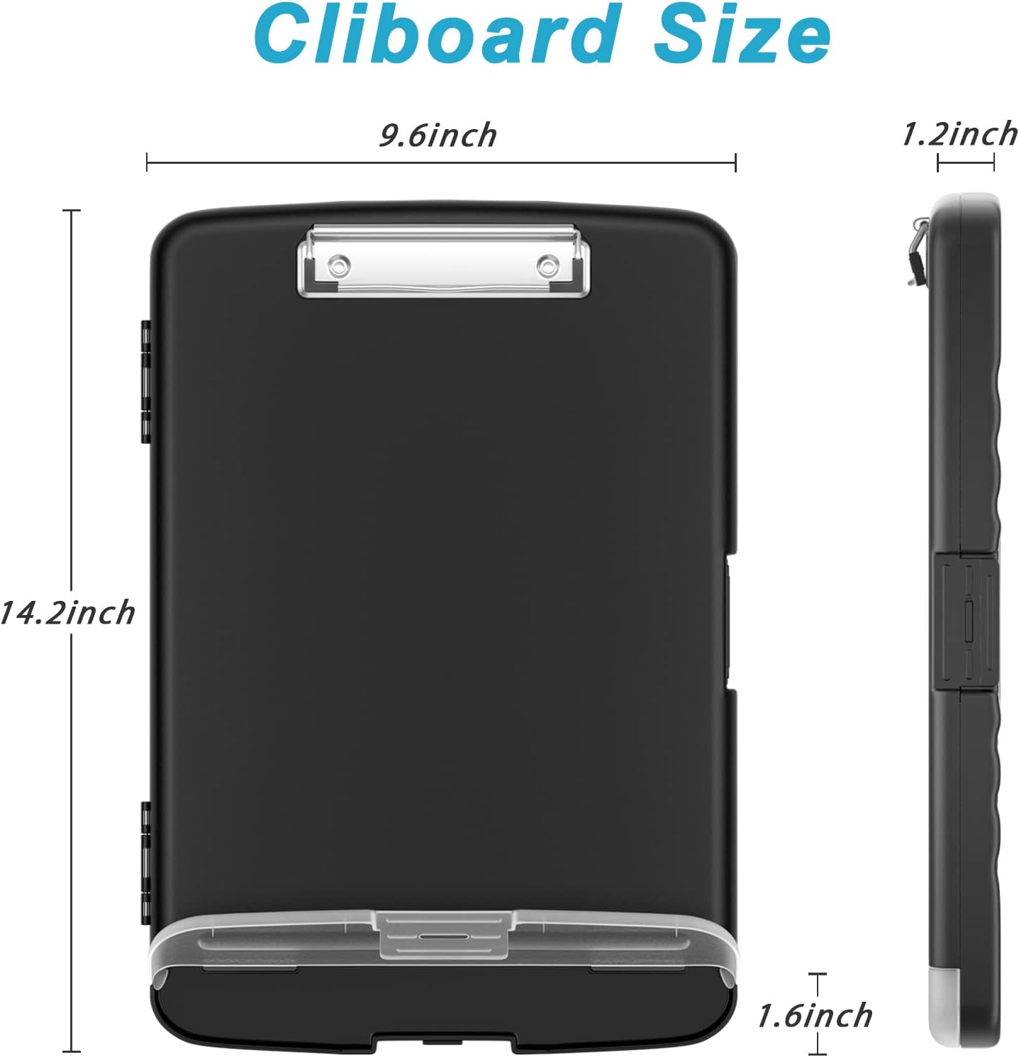 Rimilak Plastic Clipboard with Storage, 8.5 x 11 High Capacity Folio Nursing Case with Pen Holder, Size 14.2 x 9.6 x 1.2″ Folder Side-Opening for Classroom, Teacher, Smooth Writing, Dark Green