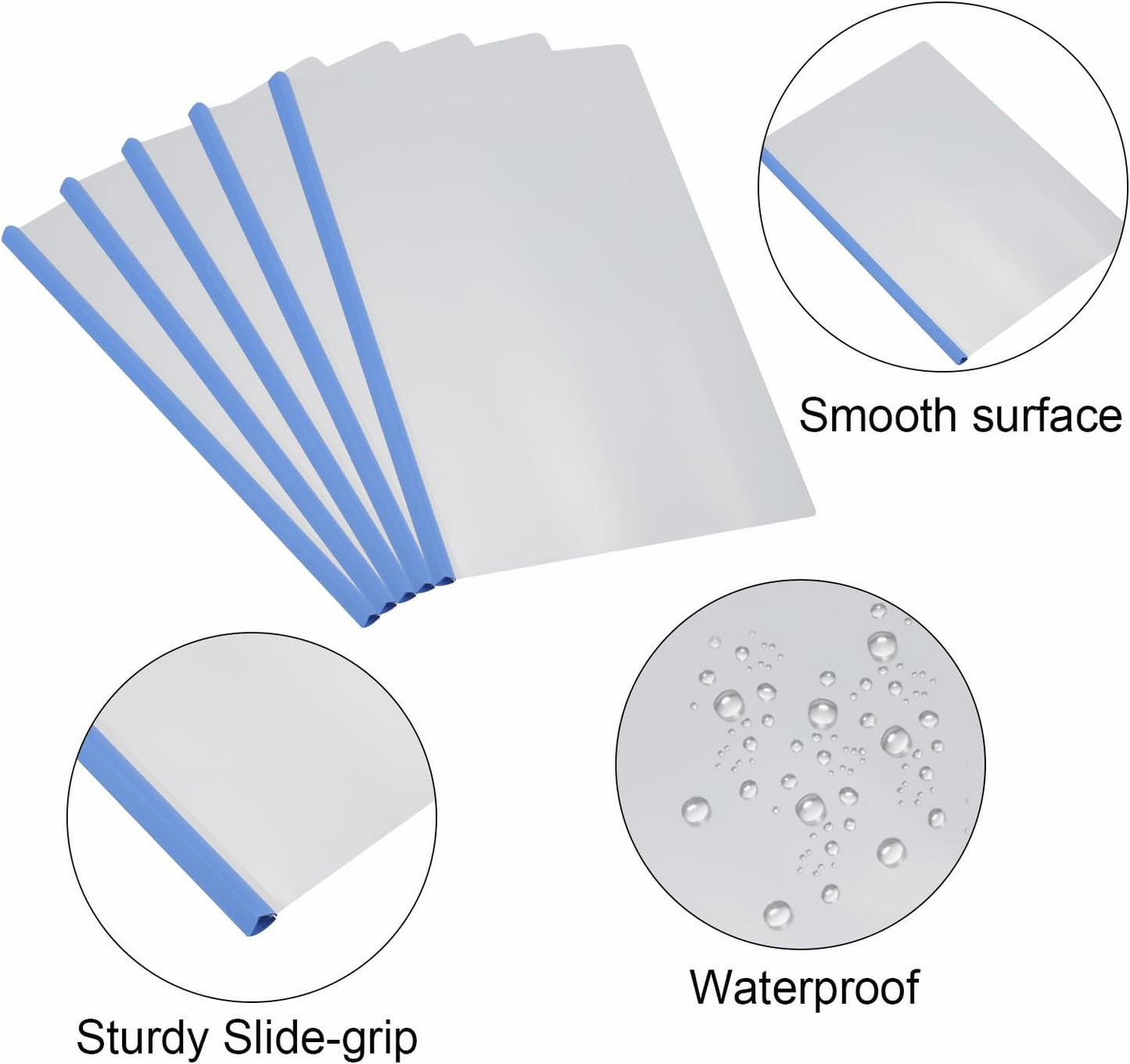 PATIKIL Clear Report Covers with Sliding Bar, 20 Pcs 10mm Slide-Grip Resume Covers 75 Sheets Capacity, A4 Presentation Folders for File, Resume, Green