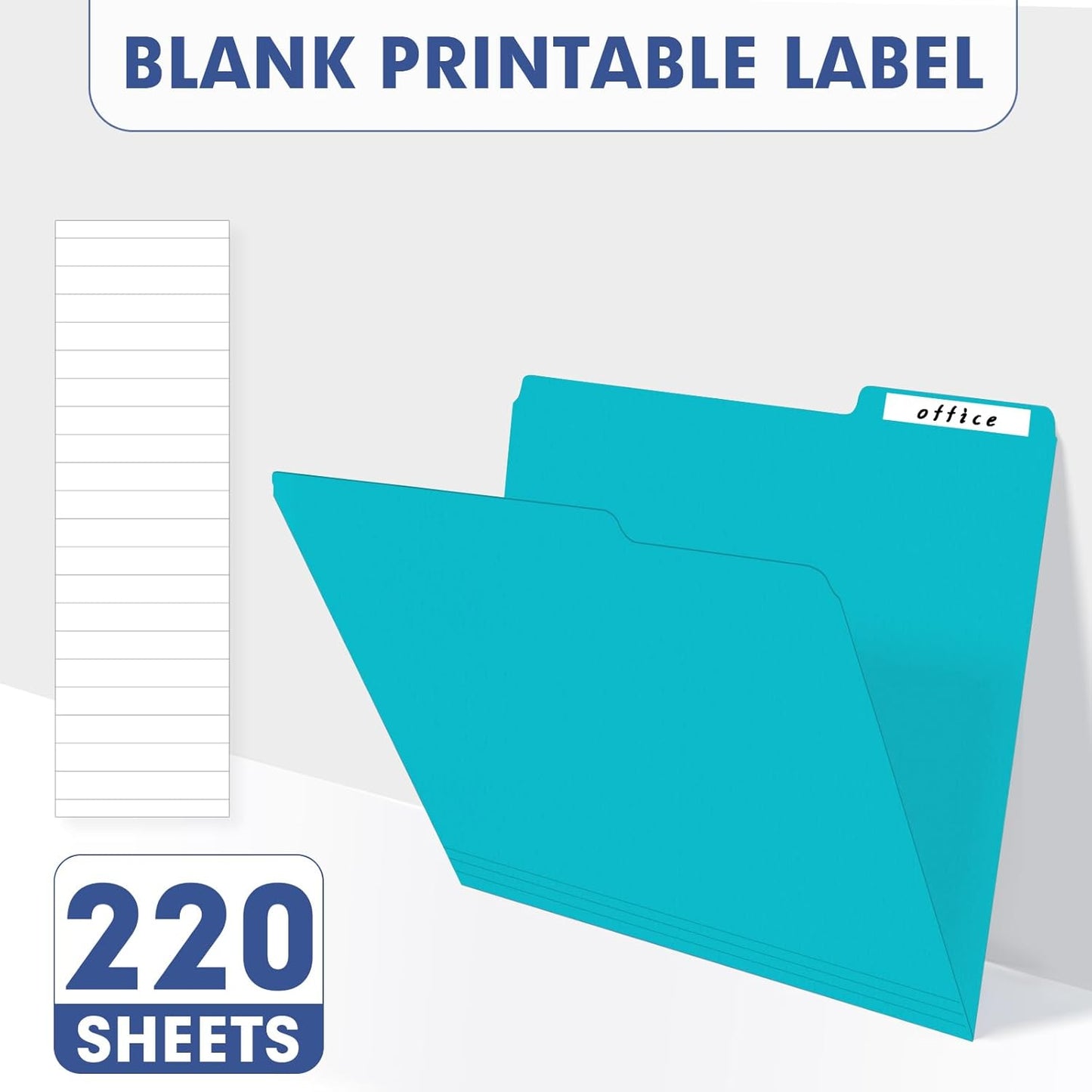 File Folder, PANDRI 220 Pack File Folder, 1/3 Cut Tab, Letter Size, Filing Folder for Office School Business, Manila