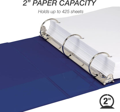 Samsill 1.5 Inch 3 Ring Binders, Economy Round Ring, Clear View Cover, 325 Sheet Capacity - for School, Home, Office - White, 4 Pack