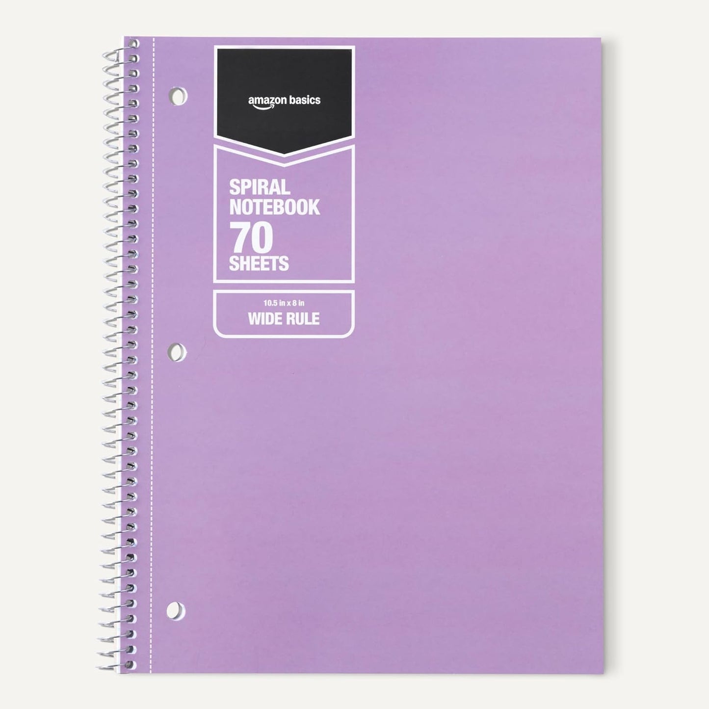 Amazon Basics College Ruled Spiral Notebook, For Work and School, 70 Sheets, 8" x 10.5", Assorted Solid Colors, 5 pack