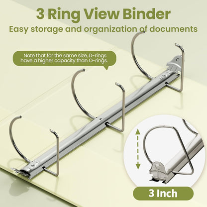 SUNEE 3 Ring Binder 2 Inch, Clear View Binder Three Ring PVC-Free (Fit 8.5x11 Inches) for School or Office Supplies, Light Purple, 1 Pack