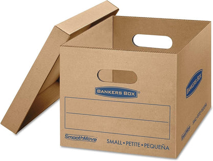 Bankers Box Small Classic Moving Box, 10-Pack, Reinforced Handles, Tape-Free Assembly, 15 x 12 x 10 Inches (7714901)