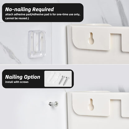 Jomola No Drilling Wall Mount File Holder - Office Wall Hanging Files & Magazines Organizer - Plastic Door Mount with Adhesive Pad, Gray (1 Count)