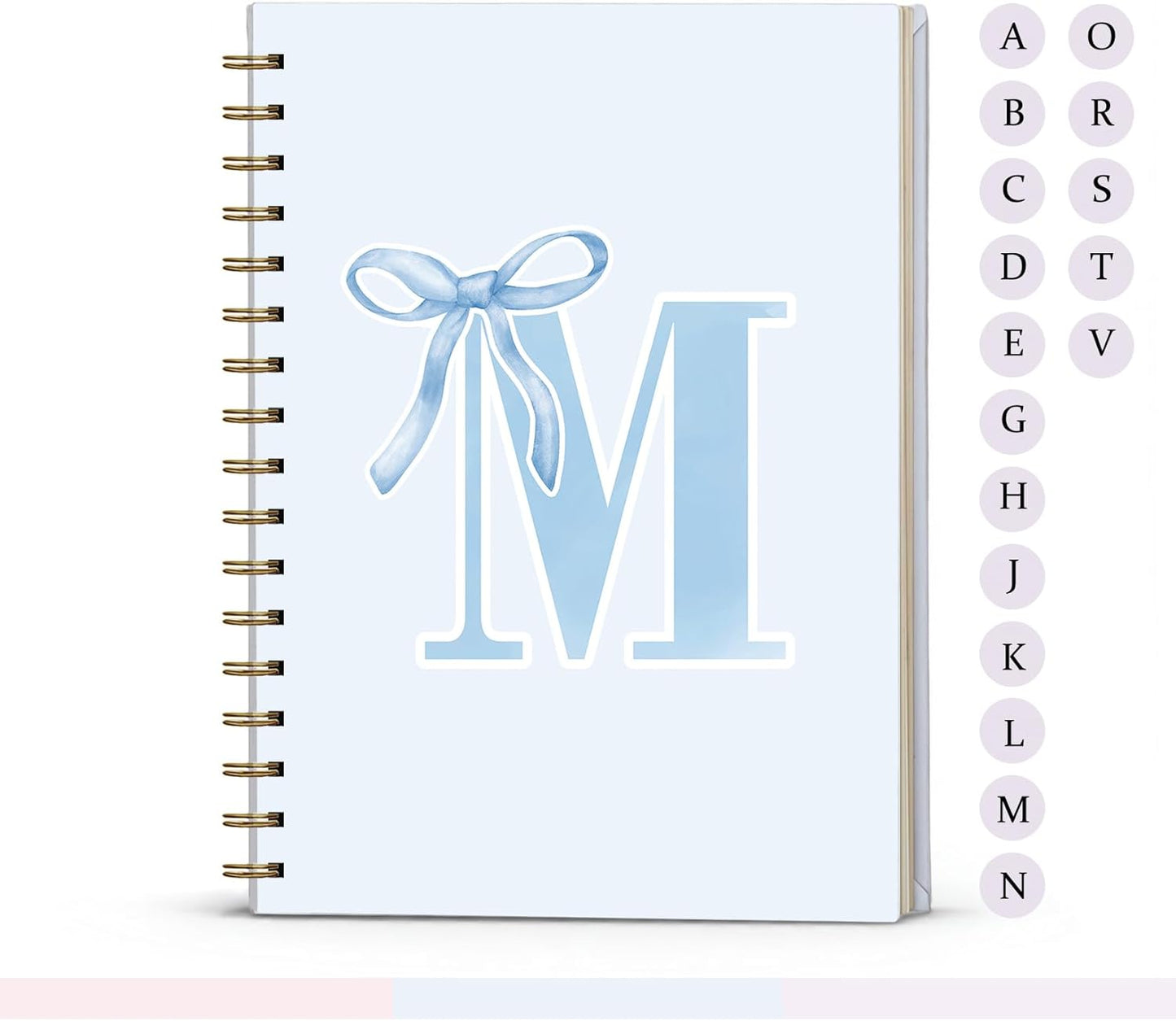 Blue Bow Journal Notebook for Girls,Initial H Journals Personalized Diary Gifts for Teen Girl Kids,Monogrammed Gifts for Women,Trendy Coquette Cute Hardcover Spiral Notebook 5.5 x 8.3 - Colors A