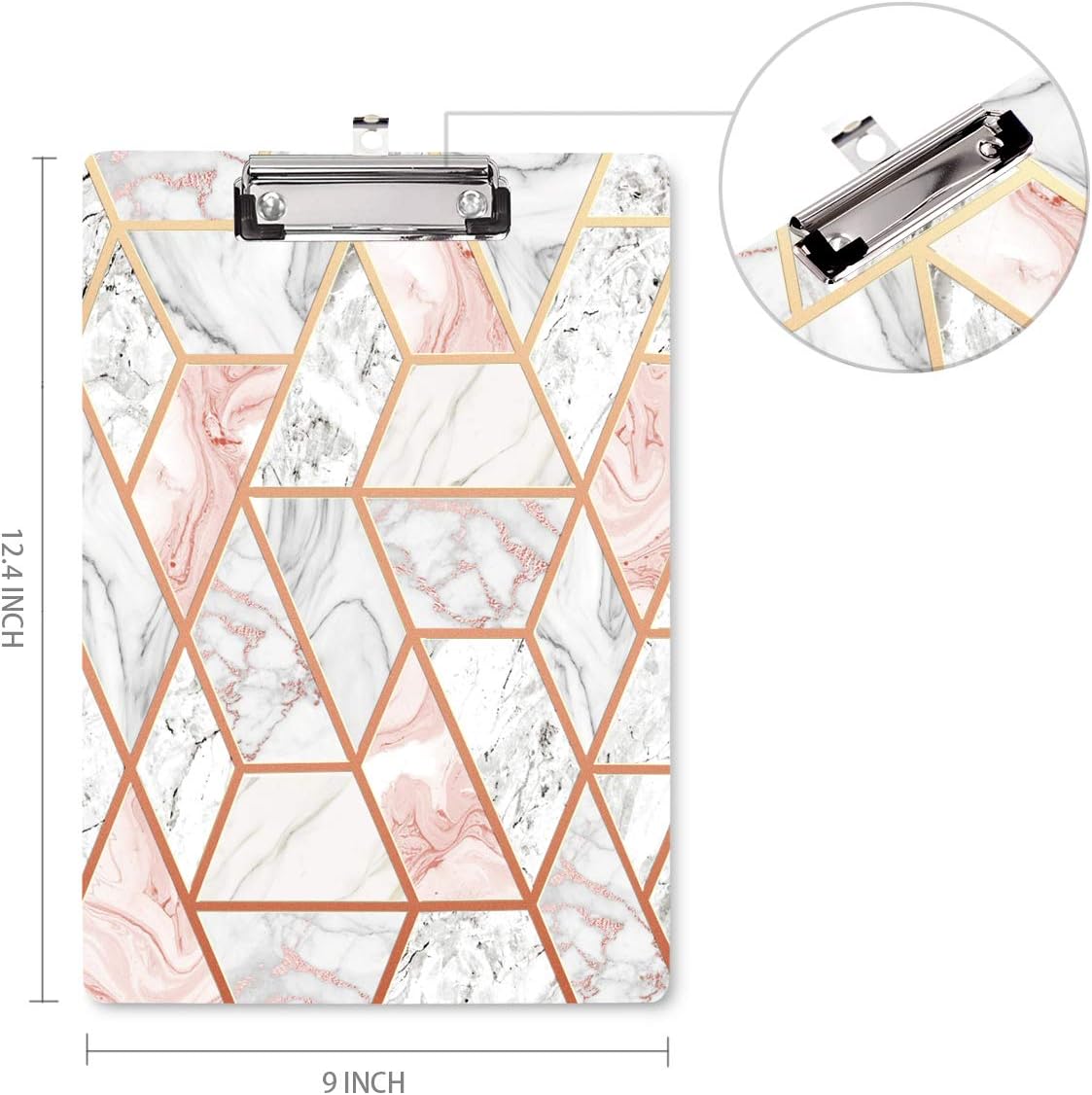 WAVEYU Fashion Cute Clipboard, Decorative Office Hardboard Wood Nursing Clip Board for Standard A4 Letter Size for Students, Women, Men, 12.5"x 9", Black+White02