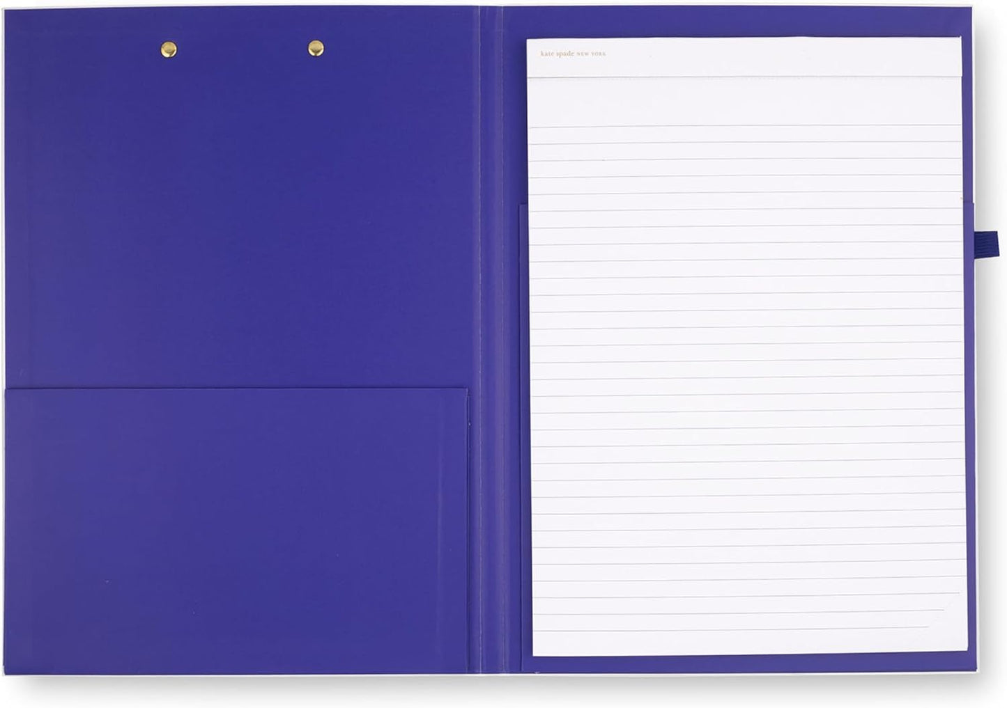 Kate Spade New York Clipboard Folio with Low Profile Clip, Black Professional Padfolio Includes Lined Notepad, Pen Loop, and Pocket, Polka Dots