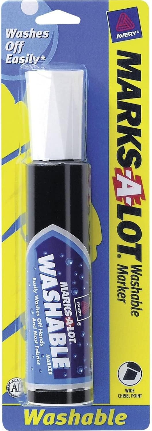 Avery Marks A Lot Jumbo Washable Marker, Chisel Tip, 1 Black Marker, Great for Large Signs and Posters (24158)