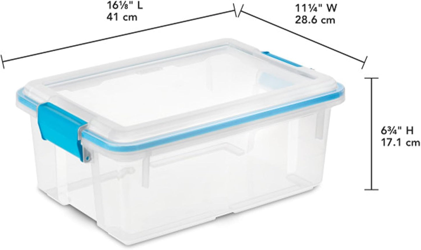 Sterilite 4-Pack Gasket Box, Weather-Resistant Storage Bins with Latching Lids, 32 Quart - Heavy-Duty Organizing Containers for Closet, Bathroom, and Office