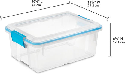 Sterilite 4-Pack Gasket Box, Weather-Resistant Storage Bins with Latching Lids, 32 Quart - Heavy-Duty Organizing Containers for Closet, Bathroom, and Office
