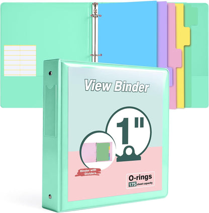 3 Ring Binder 1.5 inch，Cute Binder Organizer with 5 Tab Dividers Fits 175 Sheets of 8.5x11 Paper,Customizable Clear Cover with Inside Pockets,Aesthetic 1.5" Three Ring Binders for School Office,Purple