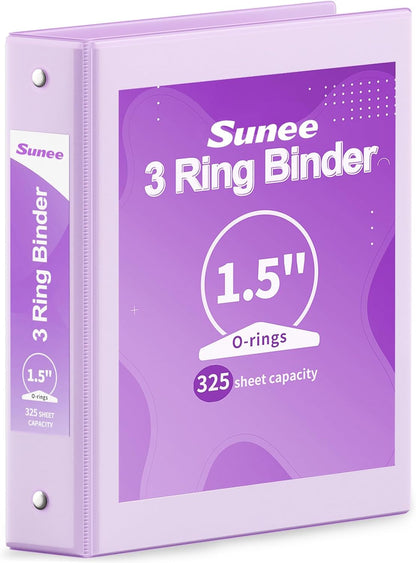 SUNEE 3 Ring Binder 3 Inch 1 Pack, Clear View Binder Three Ring PVC-Free (Fit 8.5x11 Inches) for School or Office Supplies, Pink