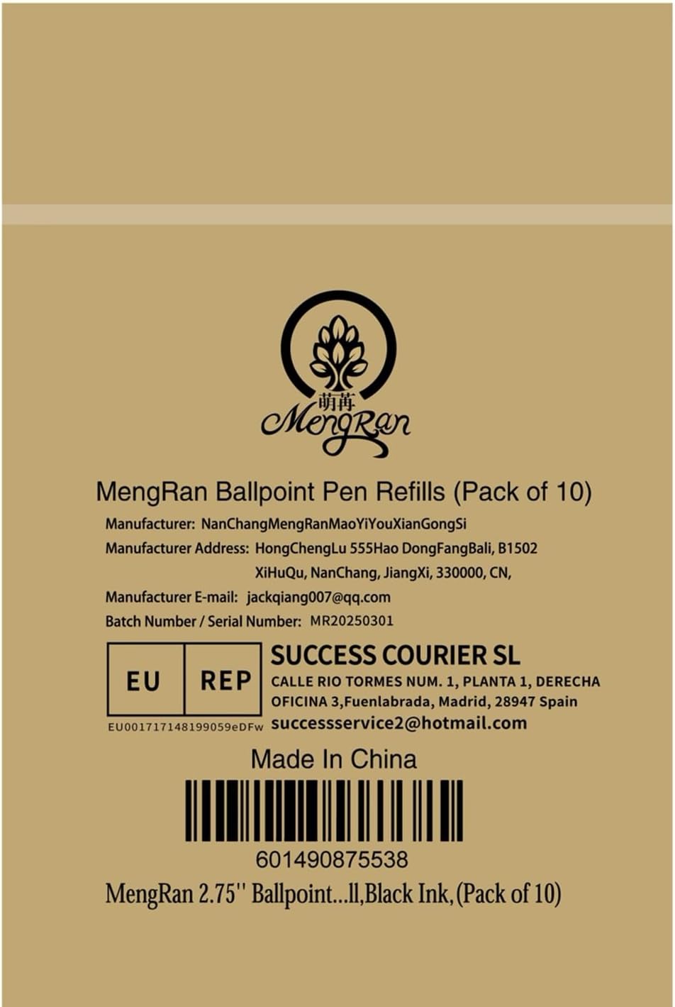 MengRan 2.75'' Mini D1 Ballpoint Ink Pen Refills for Twist Pens, Compatible with Swarovski Pen Refills (Blue Ink,Pack of 10)