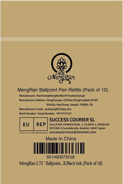 MengRan 2.75'' Mini D1 Ballpoint Ink Pen Refills for Twist Pens, Compatible with Swarovski Pen Refills (Blue Ink,Pack of 10)