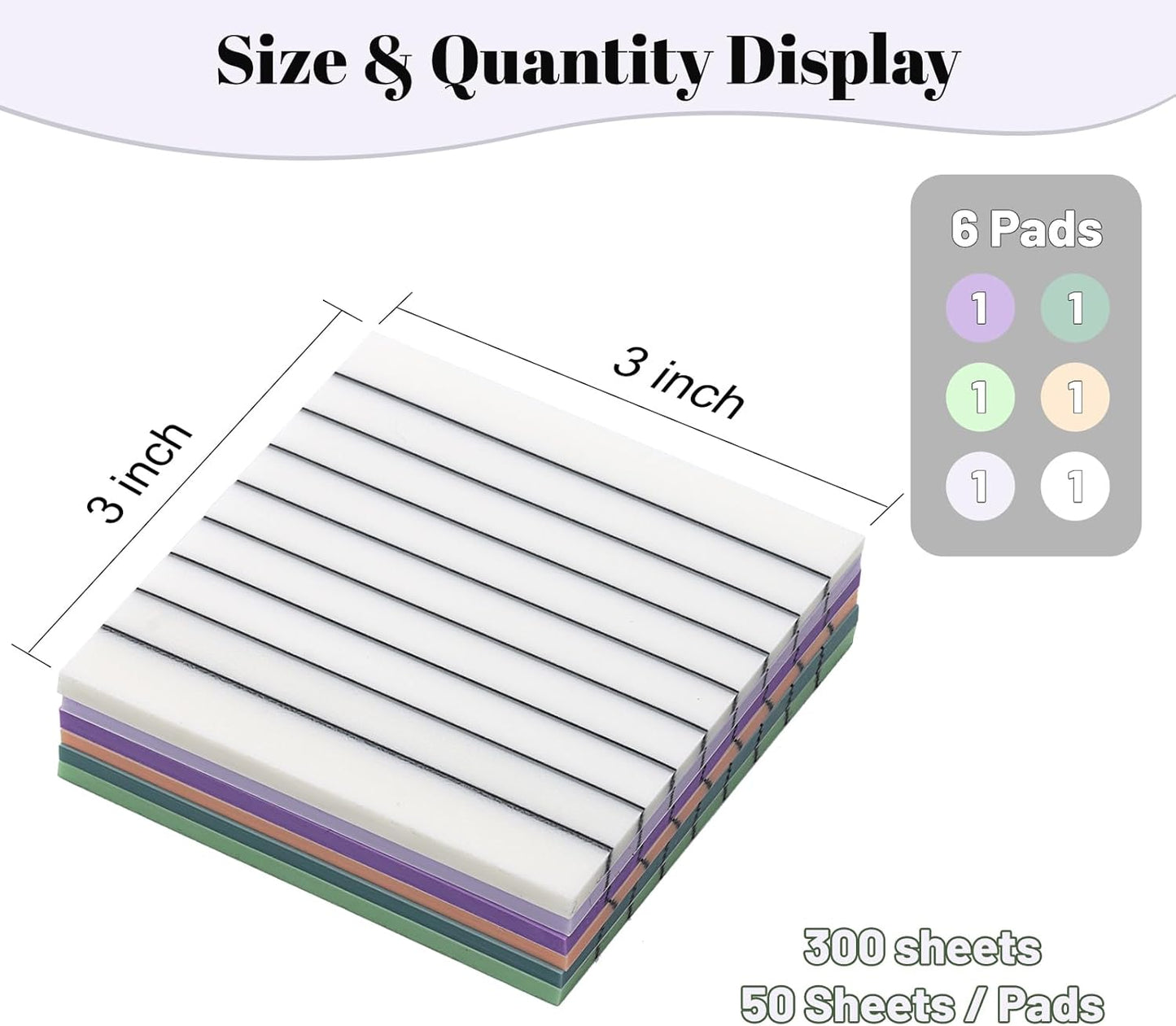 3x3 Inch Transparent Sticky Notes 300 Sheets, Clear Translucent Lined Self-Adhesive Memo Repositionable Reminder Pad for Office, College Students, Planners, Journals, School Supplies (Purple)