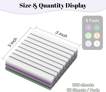 3x3 Inch Transparent Sticky Notes 300 Sheets, Clear Translucent Lined Self-Adhesive Memo Repositionable Reminder Pad for Office, College Students, Planners, Journals, School Supplies (Purple)