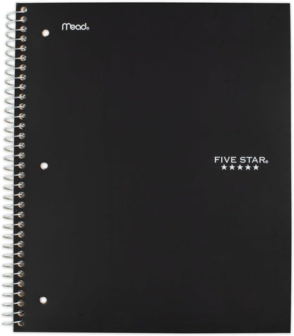 Five Star Spiral Notebook + Study App, 1 Subject, Wide Ruled Paper, 8" x 10-1/2", 100 Sheets, Fights Ink Bleed, Water Resistant Cover, Tidewater Blue (72875)