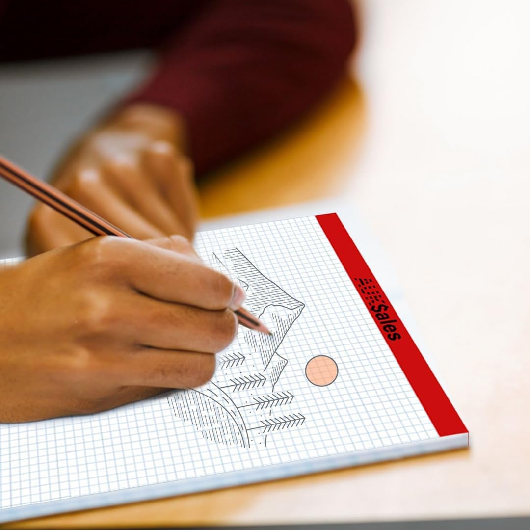 Grid Paper Pad 5x8 Inches, Graph Paper Pad 4x4, Grid Notepad, 1 Pack, 5x8 Graph Paper 1/4 Grid, Graphing Paper, Engineering Pad, 100 Sheets 200 Pages Perforated Pad for School, Home, & Office