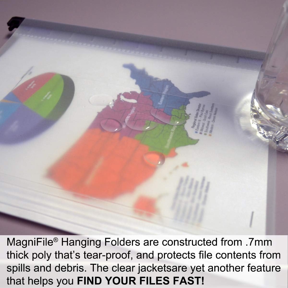 Ultimate Office MagniFile Hanging File Folders V- Bottom Letter Size with 11 inch Magnified Indexes that Double The Size of Your File Titles to Find Files Fast. (Set of 5 Frost)