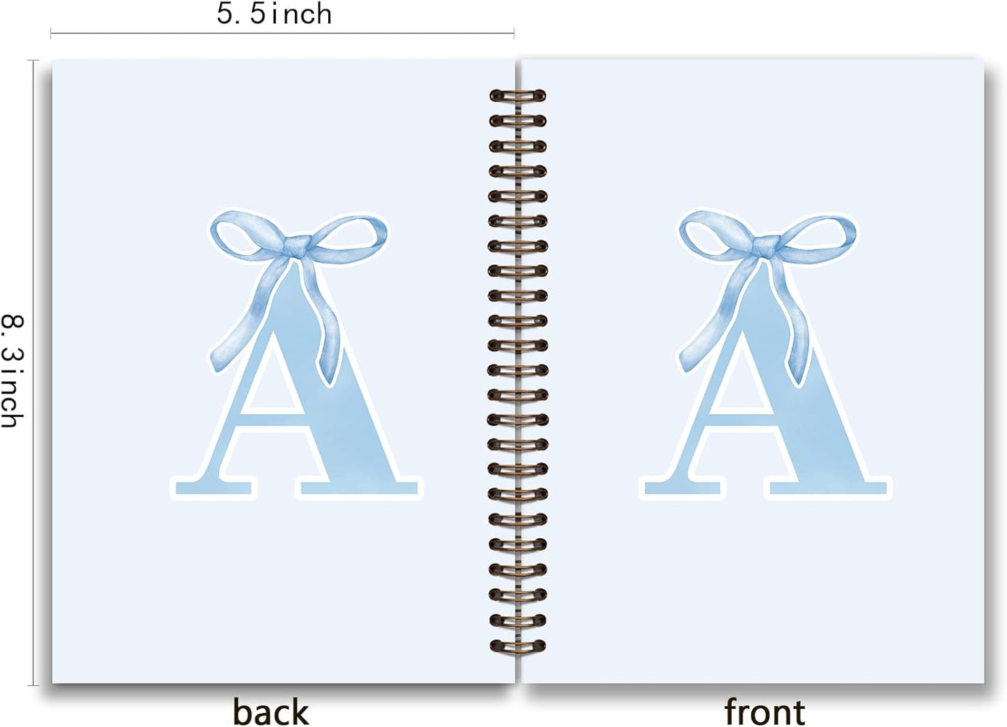 Blue Bow Journal Notebook for Girls,Initial H Journals Personalized Diary Gifts for Teen Girl Kids,Monogrammed Gifts for Women,Trendy Coquette Cute Hardcover Spiral Notebook 5.5 x 8.3 - Colors A