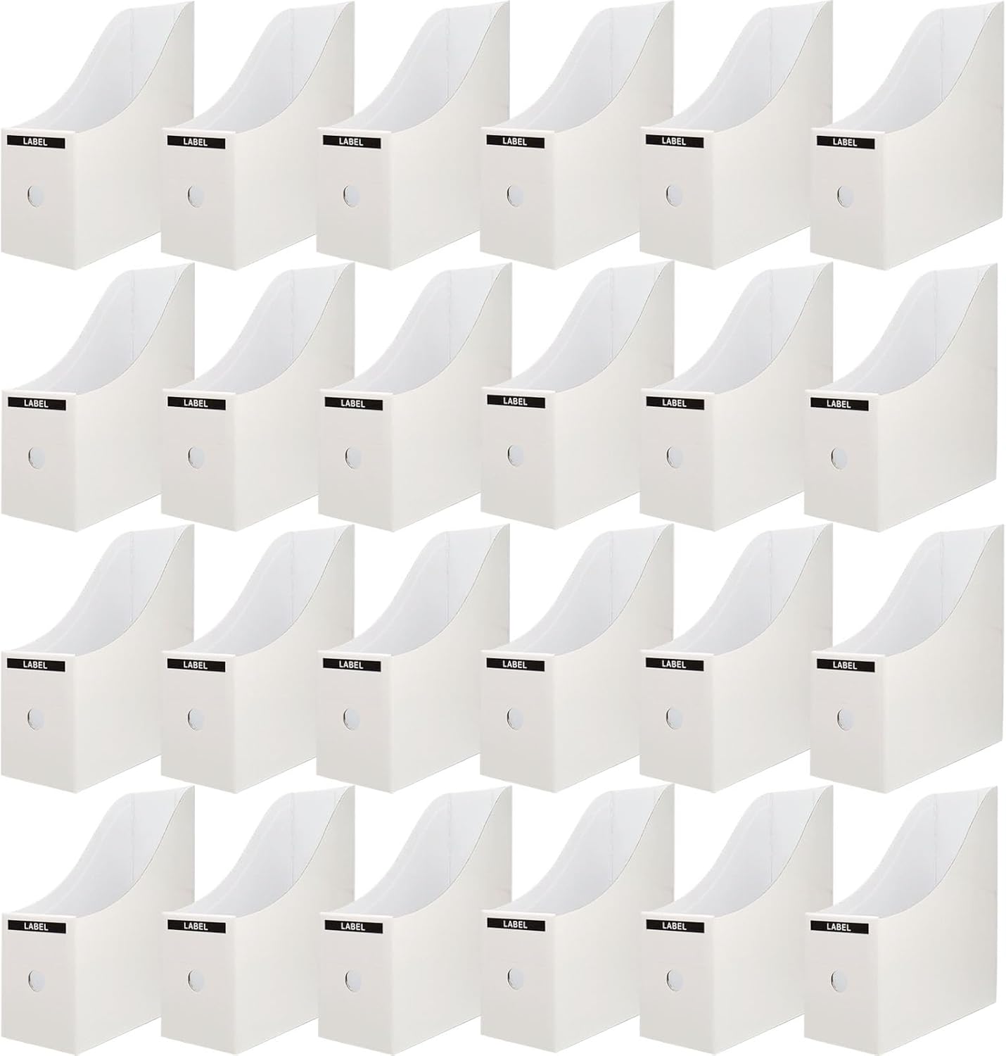 Limitliho 24 Pack Black Cardboard Magazine Holder, Sturdy Book Bins for Classroom Library, 10.6'' ×10.2'' ×3.5'' Inch Vertical File Folder Box