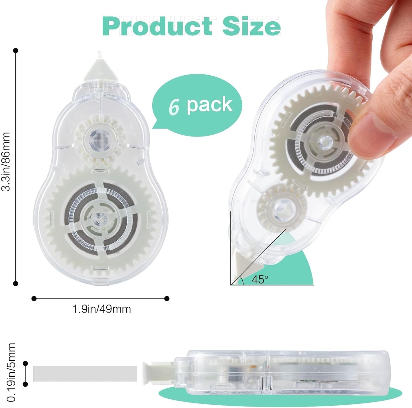 M&G White Correction Tape, Easy to use applicator for Instant Corrections, 39.37 Ft/Pack,for Office (6 Pack, 12M/472"x 0.2")