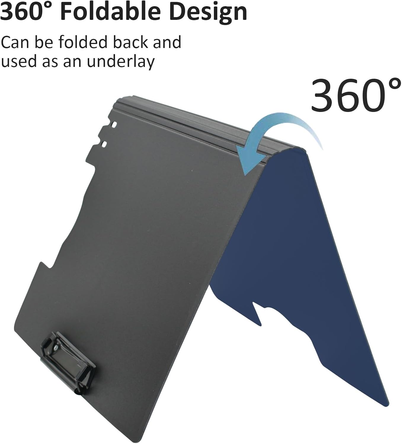 VANRA Clipboard Folder A4 File Cover Clipboards with Double Metal Clips, Plastic Foldable Binder Clipboard with Pen Holder for Office School Classroom (Black)