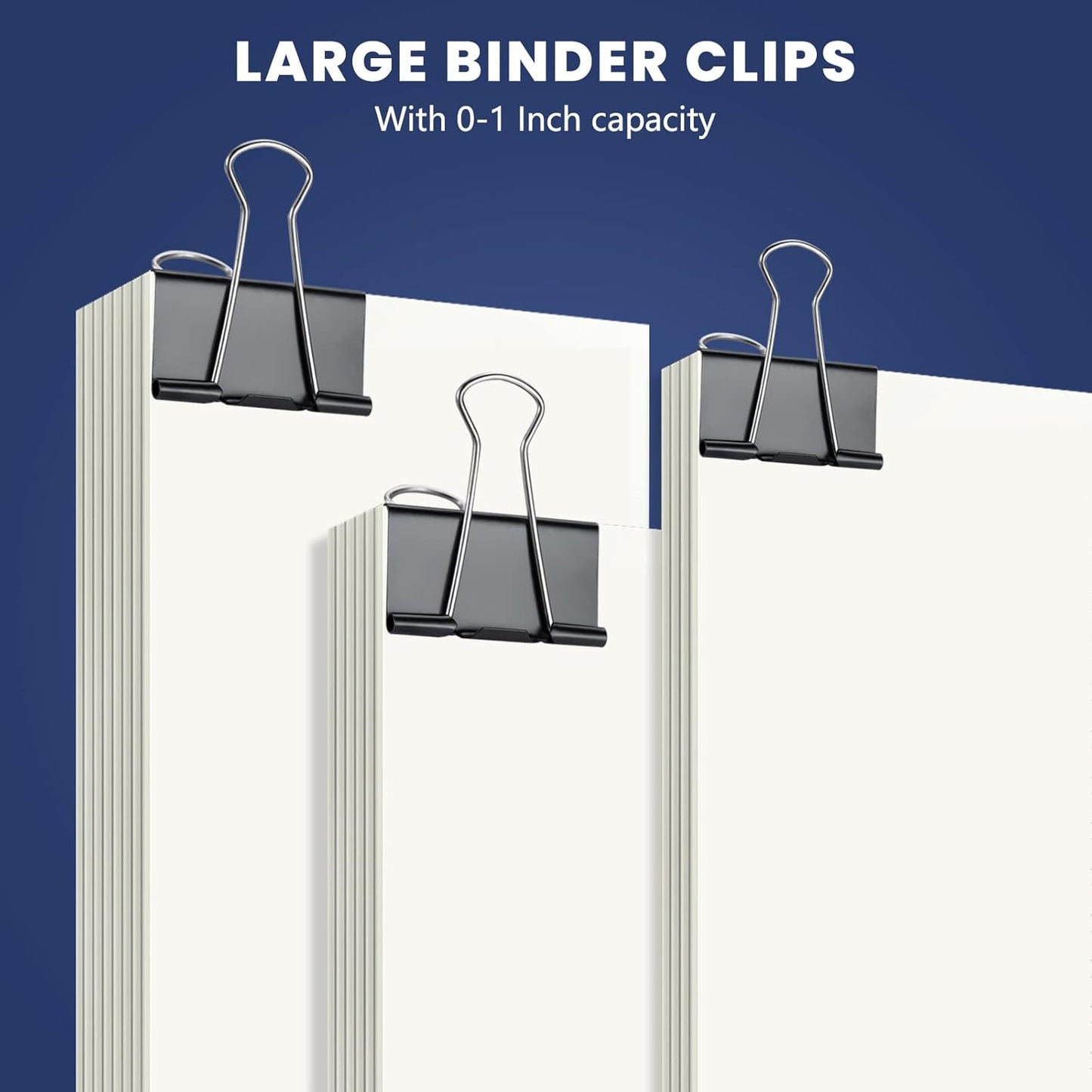 208 PCS Binder Clips Paper Clamps Assorted Sizes, Metal Paper Binder Clip, Black Binding Paperwork Clamp Bulk, School Teachers Office Supplies