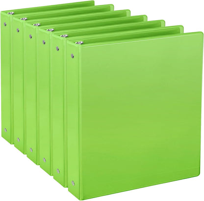 CIXILDTS 1-Inch Round Ring Binders, Standard 3 Ring Binder Fit Letter Size Paper, Presentation View Binders, 6 Packs, Assorted