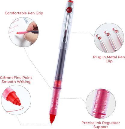 M&G Liquid Ink Rollerball Pens 12 Pcs, 0.5mm Black Ink Extra Fine Point Pens, Quick Drying Ink Fine Tip Roller Ball Pens with Plug-In Cover & Anti Slip Grip for Smooth Writing Office School Home Gift