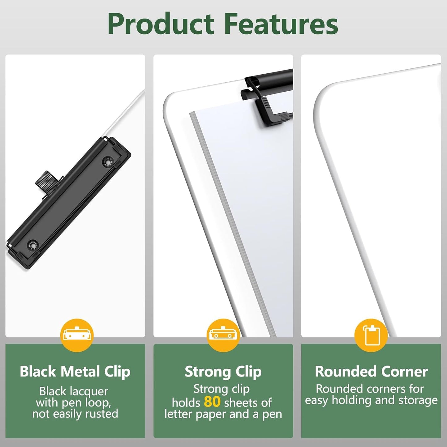 2 Pack Black Clipboard with Pen Holder, 8.5 x 11 Plastic Clip Boards with Black Low Profile Clip, Letter Size for Classroom, Teacher, Students, School, Office Supply