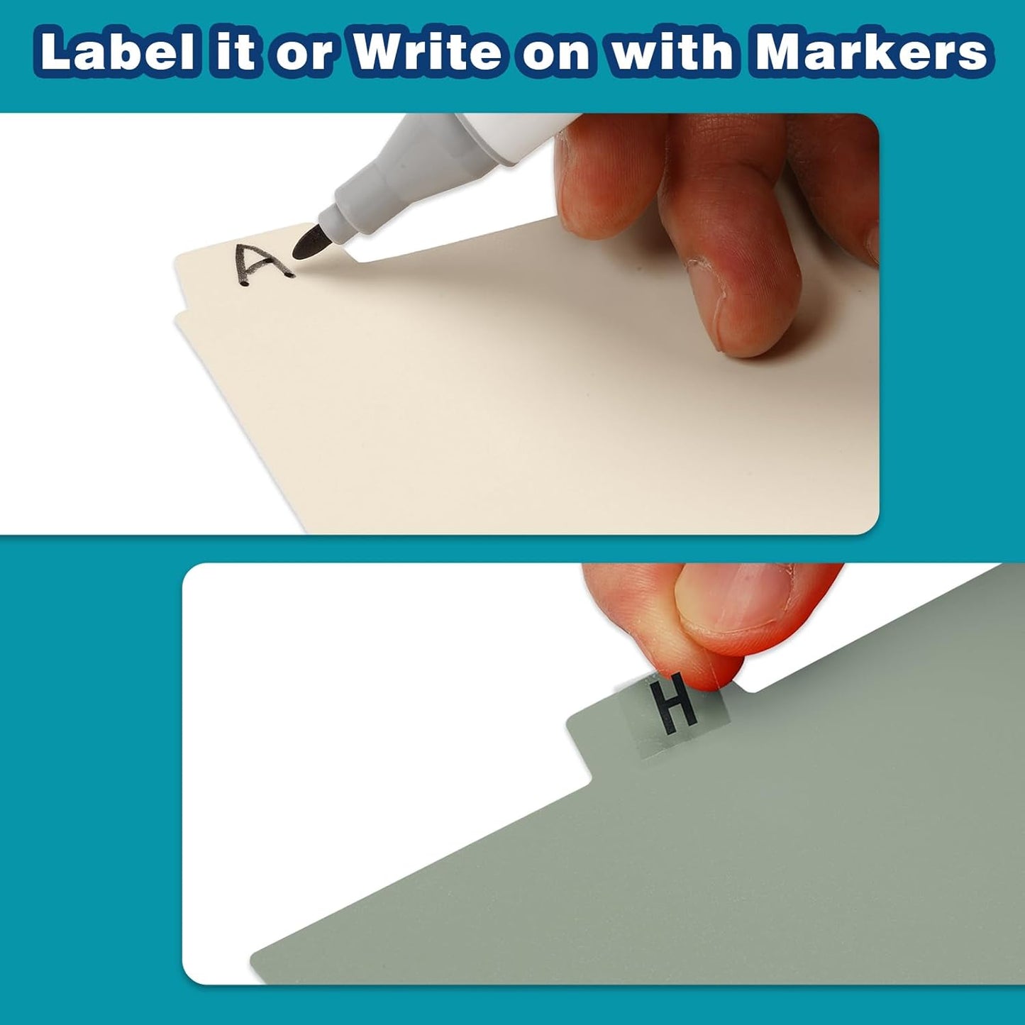 Chell 4x6 Plastic Index Card Dividers, Heavyweight Poly Index Card Guides A-Z for Flash Cards and Recipe Cards, with Alphabetical/Blank Stickers, Pack of 25