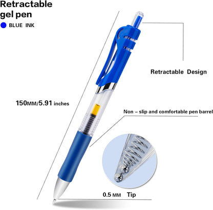30pcs Black Gel Ink Pens for Writing, 0.5 mm Pens Fine Point Smooth Writing Pens for Journaling, Bulk Retractable Rollerball Pens for School Office.