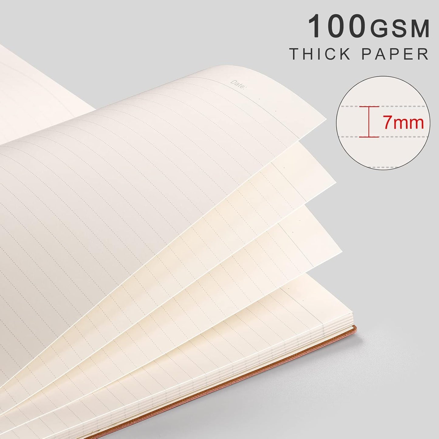AHGXG 8.5''×11'' Notebook College Ruled - Large A4 Notebook Lined Journal - 320 Pages Thick Journal for Writing, 100gsm Thick Paper, Leather Softcover, for Work School - Black