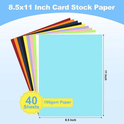 40 Sheets Colored Cardstock, 8.5 x 11 Construction Paper, Black Card Stock Paper, Cardstock Printer Paper for Halloween,Mothers Day, Christmas, Wedding Invitations, DIY Cards, Photo, Art and Crafts
