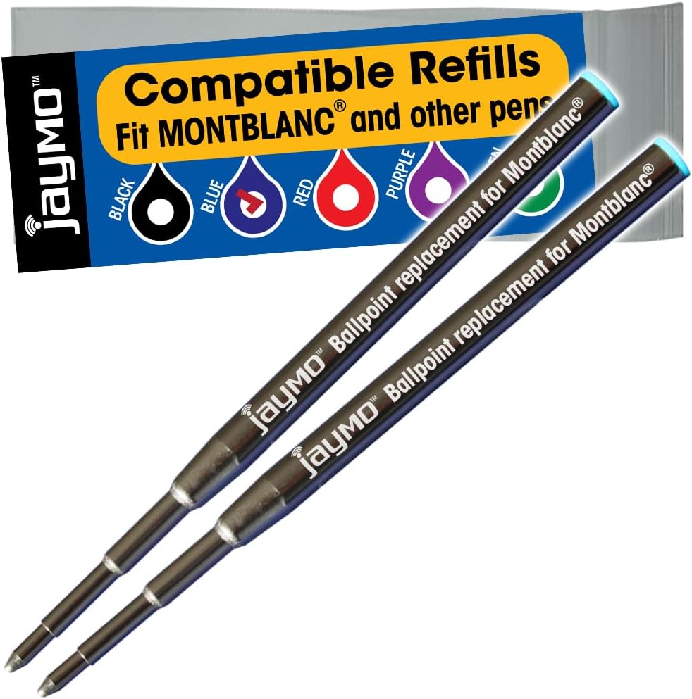 Jaymo Replacement for Montblanc 116218 - Measures 3.875 in / 98 mm Long - Ballpoint Pen Refill - 6 Purple