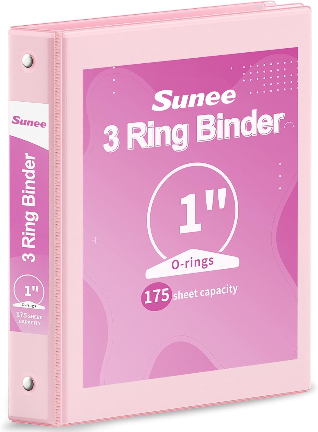 SUNEE 3 Ring Binder 3 Inch 1 Pack, Clear View Binder Three Ring PVC-Free (Fit 8.5x11 Inches) for School or Office Supplies, Pink