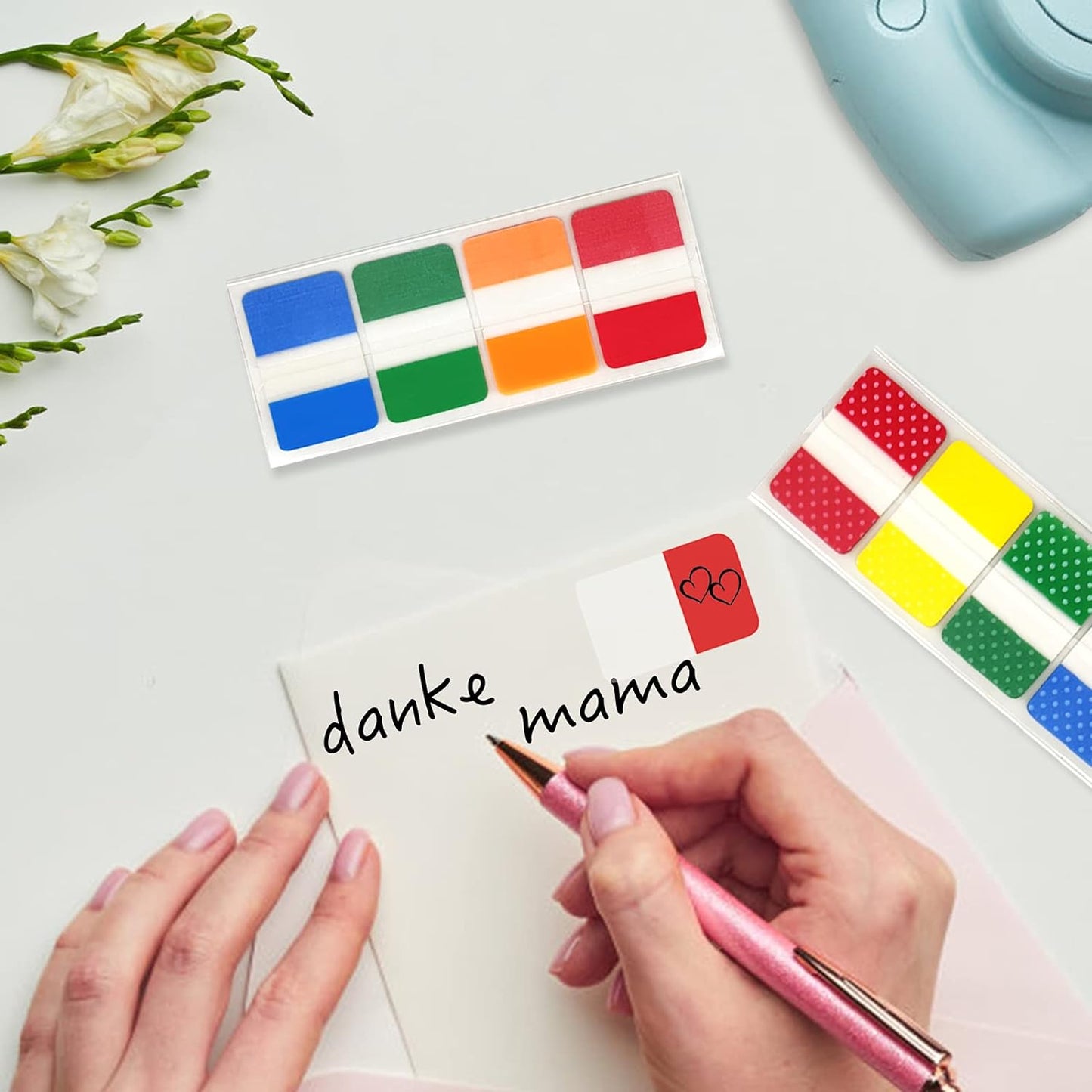 KICNIC Sticky Index Tabs 480 Pieces, 1 Inch Divider Tabs Stick On, Page Marker Bookmark, Write Tab Flags Self Adhesive, 6 Dispensers, 20 Pcs/Color