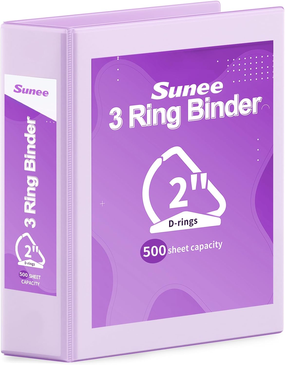 SUNEE 3 Ring Binder 2 Inch, Clear View Binder Three Ring PVC-Free (Fit 8.5x11 Inches) for School or Office Supplies, Light Purple, 1 Pack